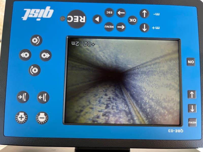 Pipe inspection: camera feed at +2.2 m