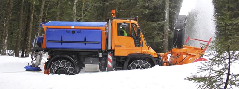Snow blower unit on a forest road
